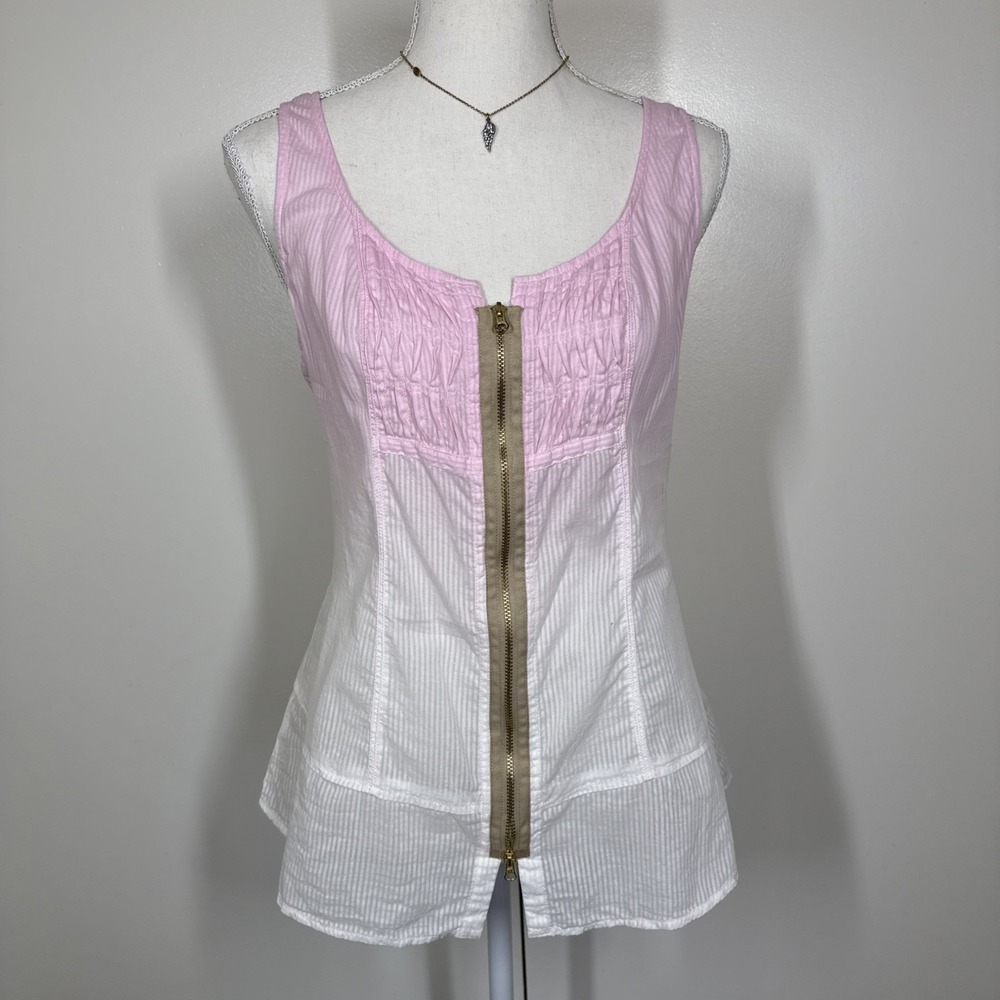 Free People Women's Sz 6 Pink Ombré Tank Top Corset Coquette‎ Balletcore Fairy